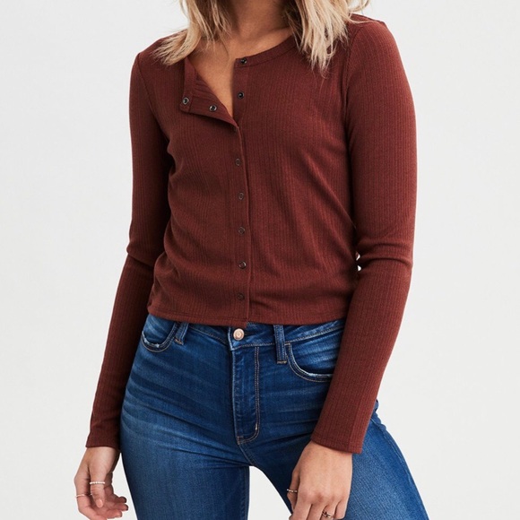 American Eagle Outfitters Tops - AEO Snap Front Long Sleeve Top